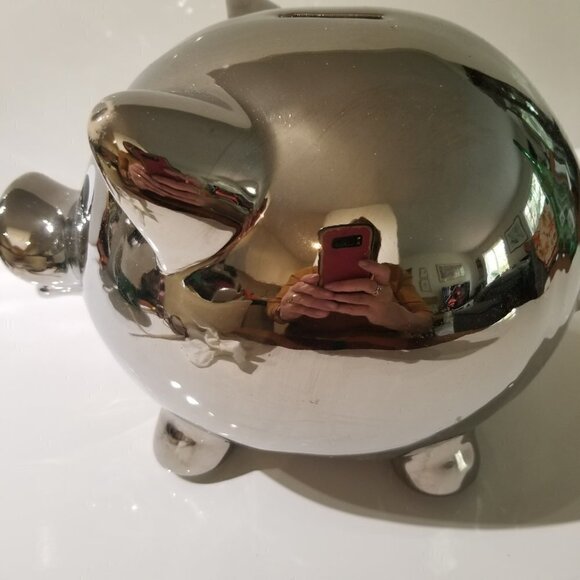 Piggy Bank Pig Coin Bank Large Ceramic Mirror Finish Rubber Stopper - Picture 7 of 12